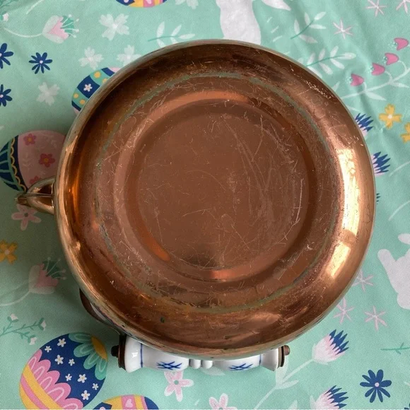 Vintage Copper and Brass Teapot with Blue and White Handle - Picture 6 of 7